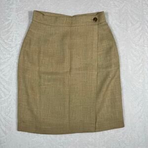 Vintage Easy Pieces NY Pencil Wrap Skirt Women's 5 Beige Rayon Made in USA